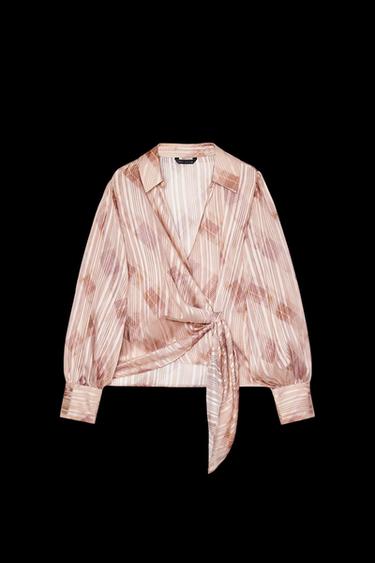METALLIC THREAD KNOTTED SHIRT - Pink / Lilac by Zara - Image 0