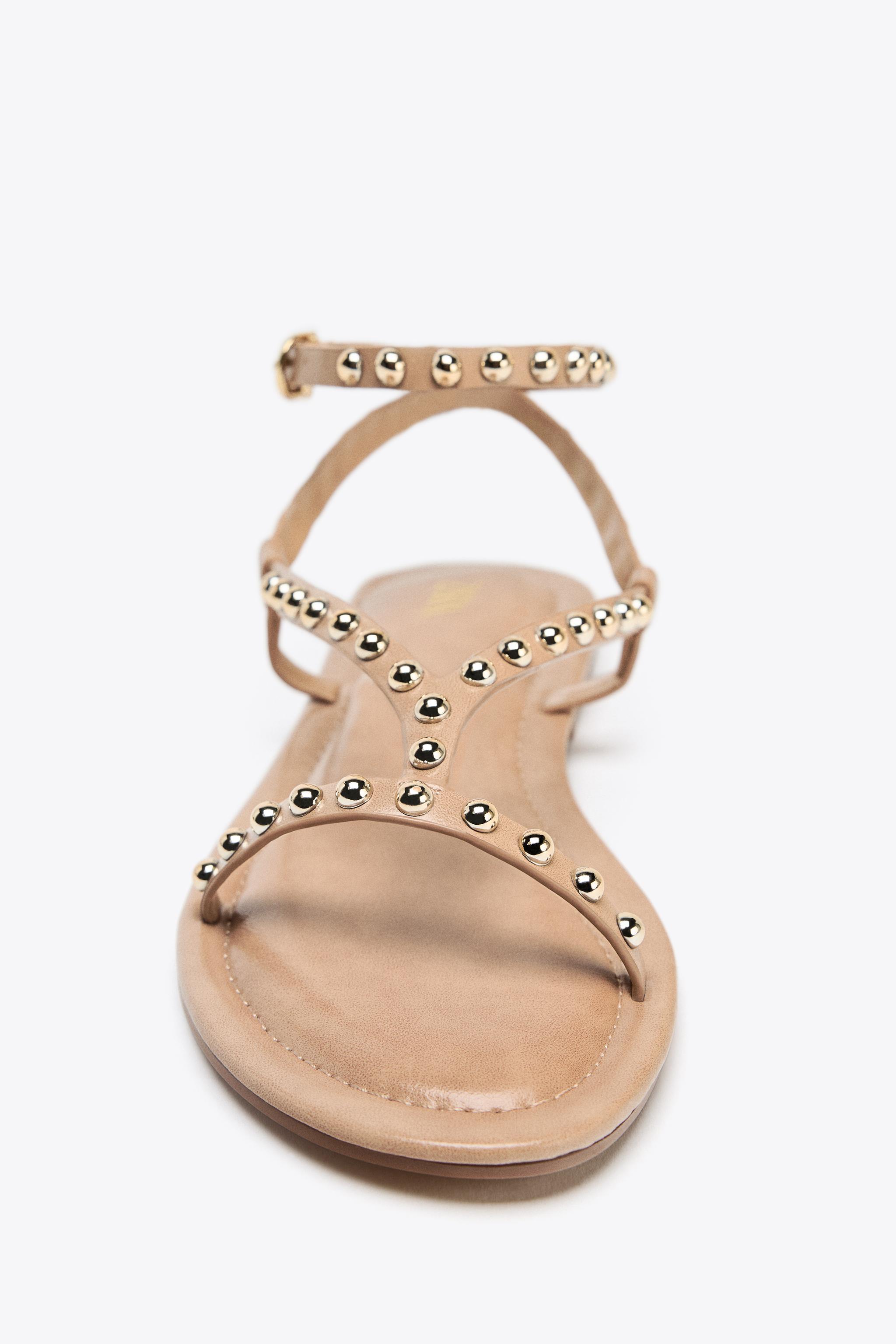 メタルビーズストラップサンダル - ベージュ | ZARA Japan / 日本