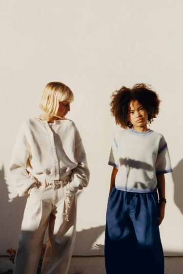 PANTALÓN BLOOMER PLIEGUES - Blanco de Zara