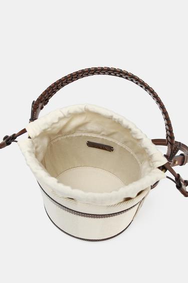 STRIPED CANVAS BUCKET BAG - Light beige by Zara - Image 5
