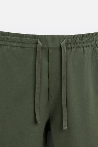 RELAXED-FIT-HOSE AUS BAUMWOLLE UND LEINEN - Dunkles Khaki von Zara