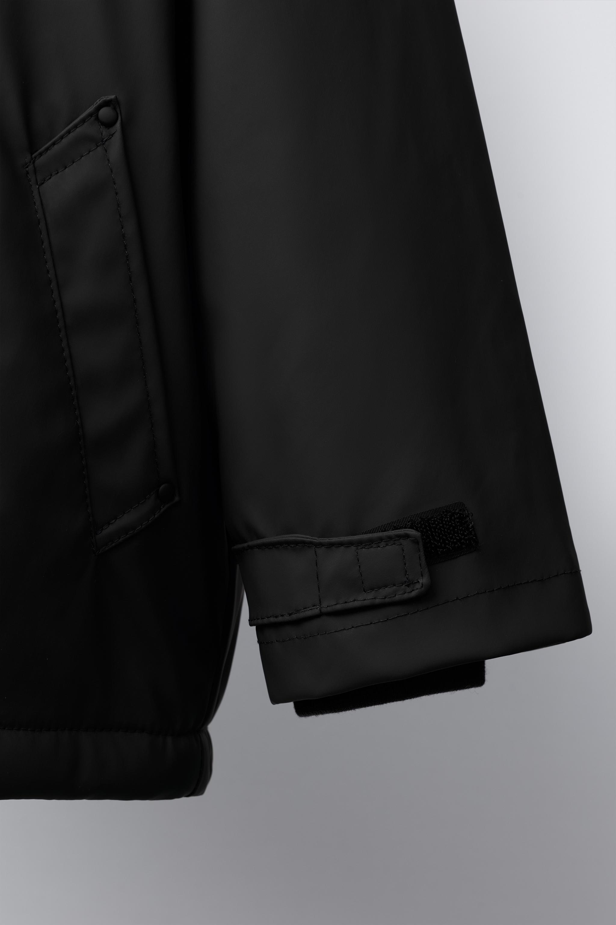 RUBBERIZED WATER REPELLENT FLEECE LINED RAINCOAT - Black