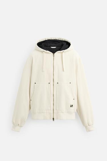 Zara CORDUROY PADDED JACKET - Ecru