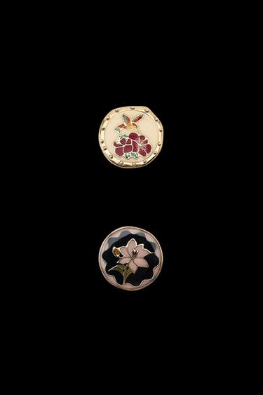 Zara 2-PACK OF RINGS WITH RESIN PIECE - Golden - Image 0