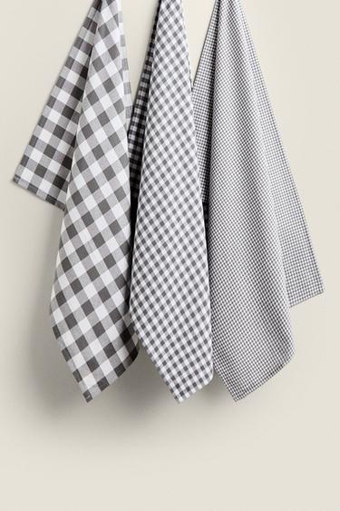 Zara DYED THREAD KITCHEN TOWELS (SET OF 3) - Gray
