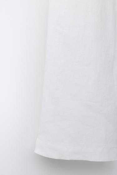 100% LINEN CROSSOVER WAIST WIDE-LEG TROUSERS - Ecru by Zara - Image 3