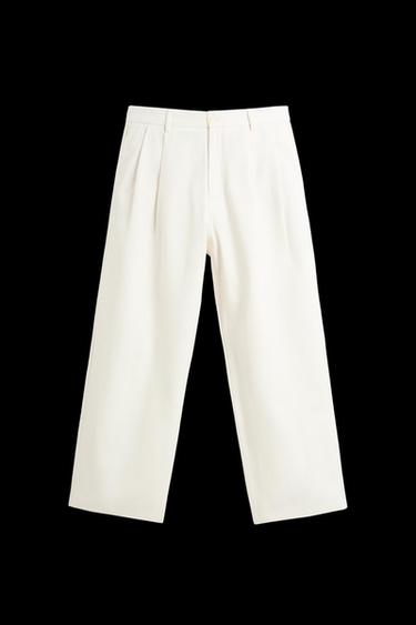 PANTALÓN PLIEGUES BALLOON FIT - Blanco roto de Zara - Imagen 0
