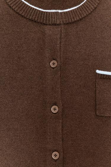 COMBINED KNIT CARDIGAN - Brown by Zara - Image 8