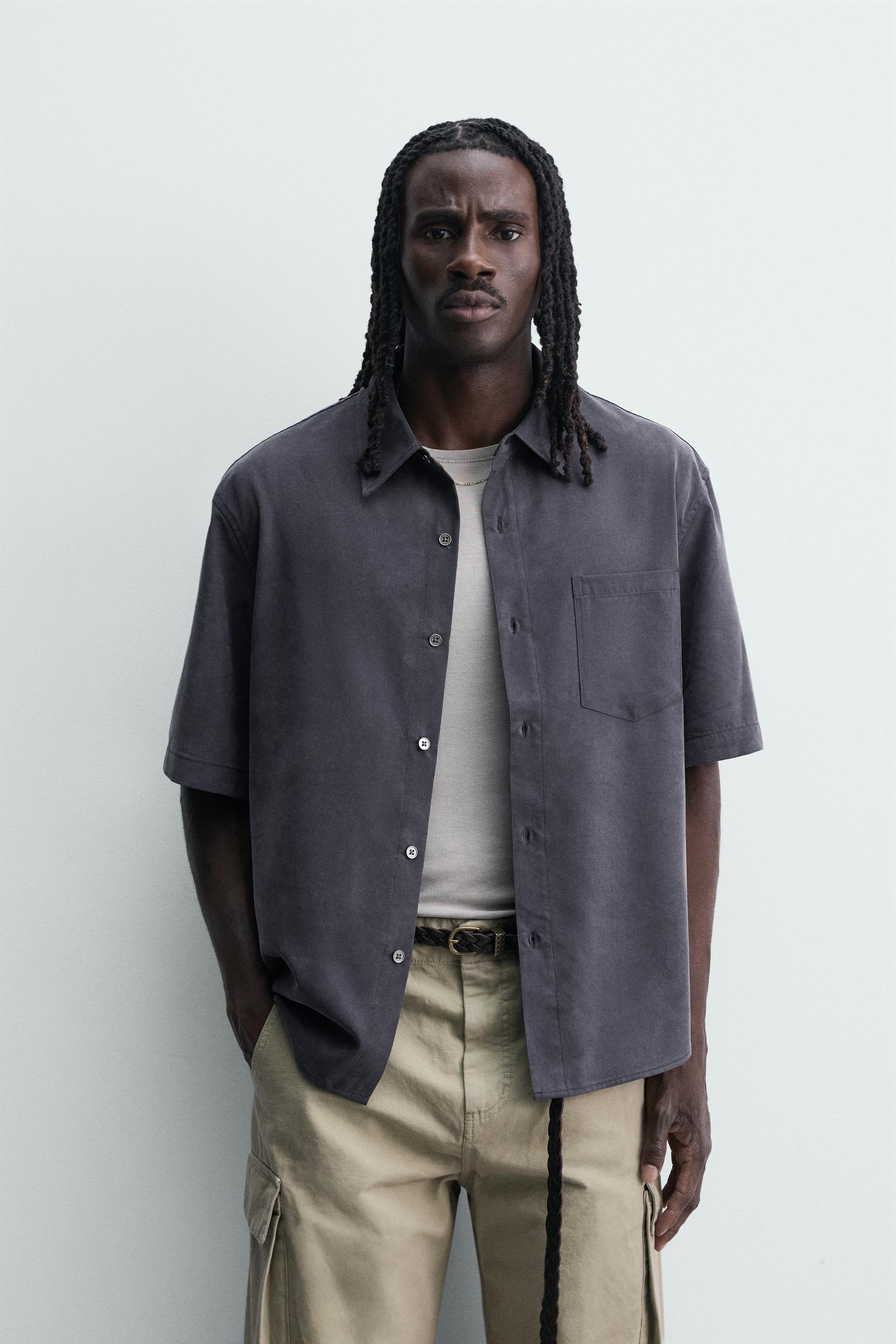 フルイド リラックスフィットシャツ - ネイビーブルー | ZARA Japan / 日本