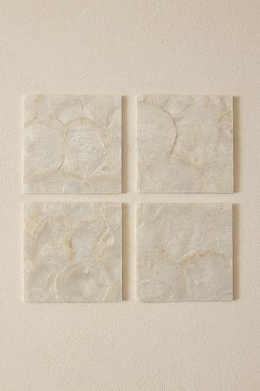 PACK OF MOTHER-OF-PEARL COASTERS (PACK OF 4) - Light beige by Zara