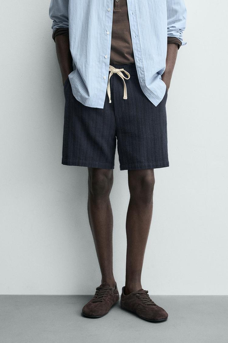 ZARA GEOMETRIC JACQUARD BERMUDA SHORTS