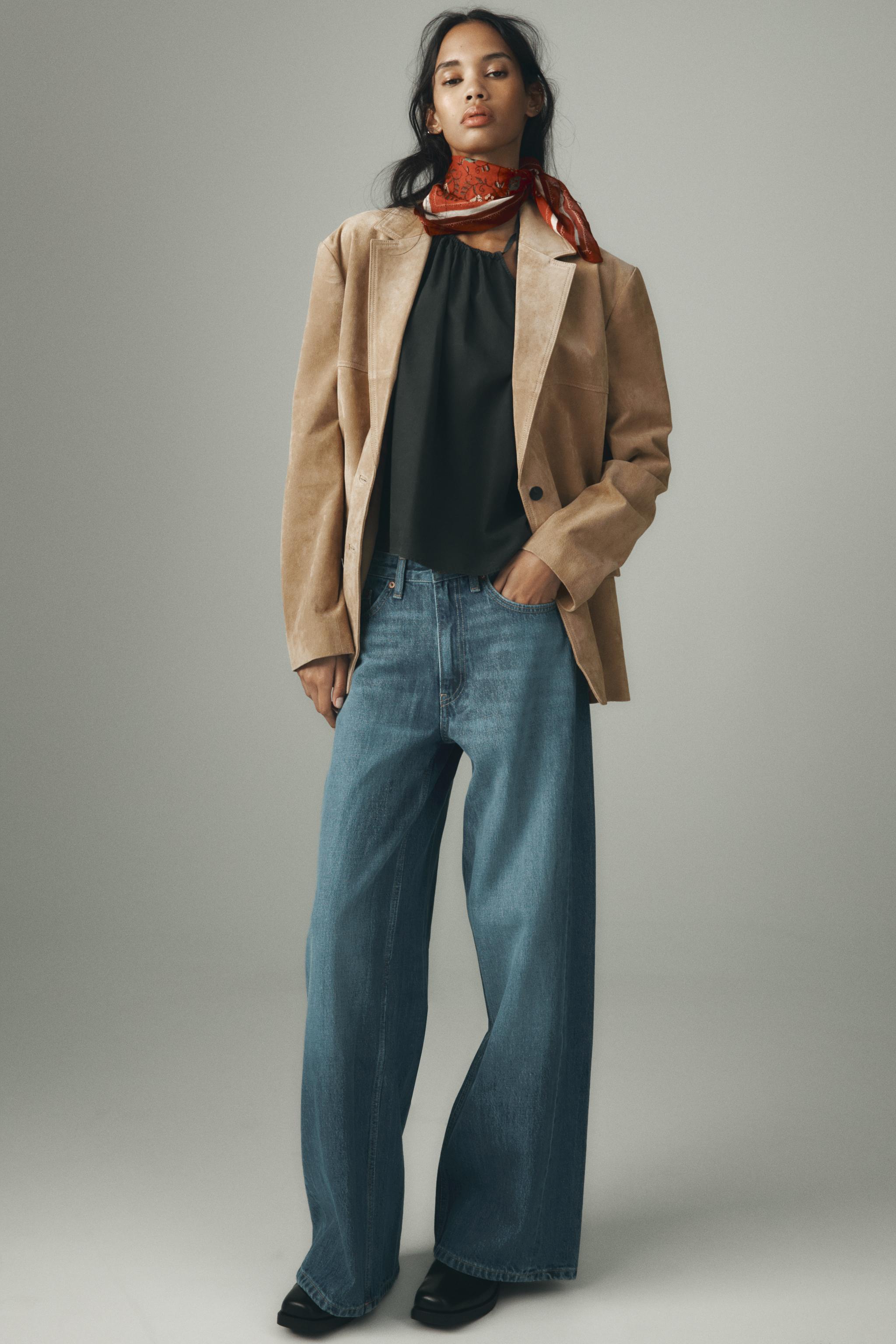 JEANS TRF WIDE LEG CINTURA MÉDIA - Azul-marinho | ZARA Brasil