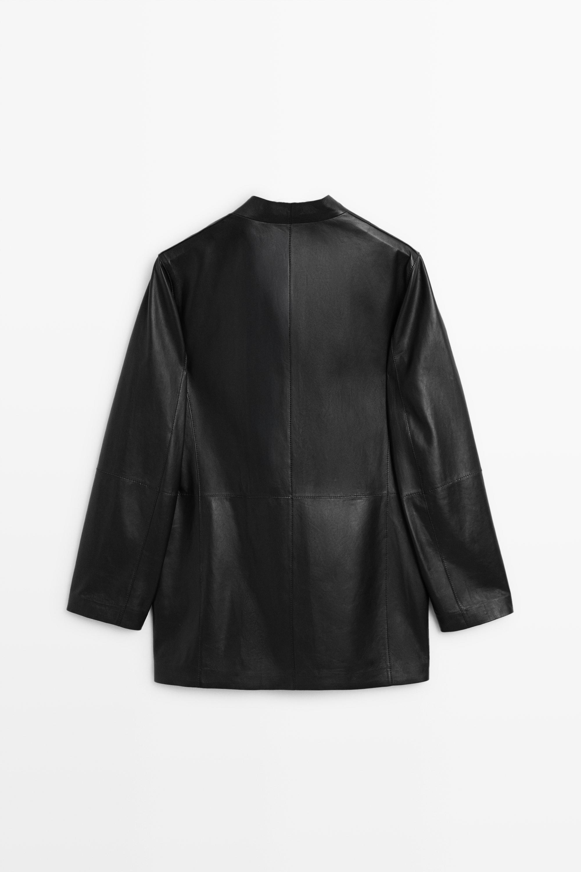 Single-button 100% nappa leather blazer