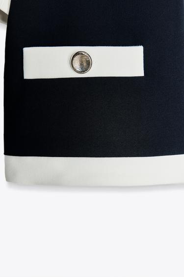 BLAZER MIT KURZEN ÄRMELN MIT KONTRASTPASPELN - Marineblau von Zara