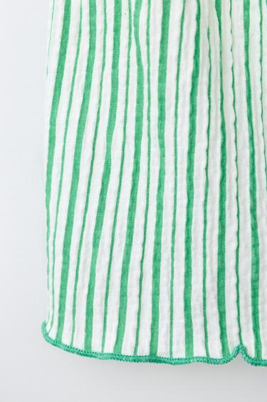 TEXTURED STRIPED FLOWER PATCH T-SHIRT - Green by Zara - Image 3
