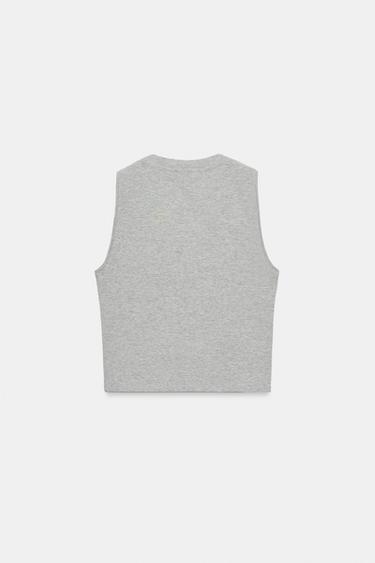 TOP SANS MANCHES AVEC DÉTAIL COUTURE - Gris chiné de Zara - Image 6