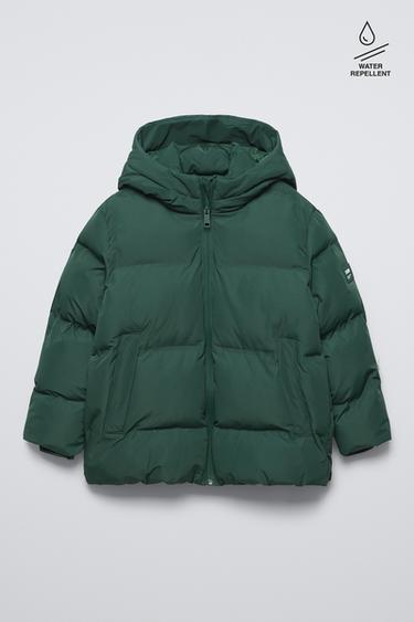 WATER-REPELLENT LABELLED COAT - Dark green by Zara
