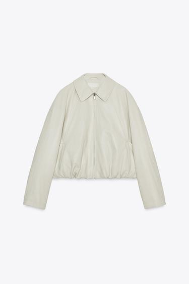 BLOUSON BOMBER MATIÈRE SYNTHÈTIQUE - Écru de Zara - Image 6