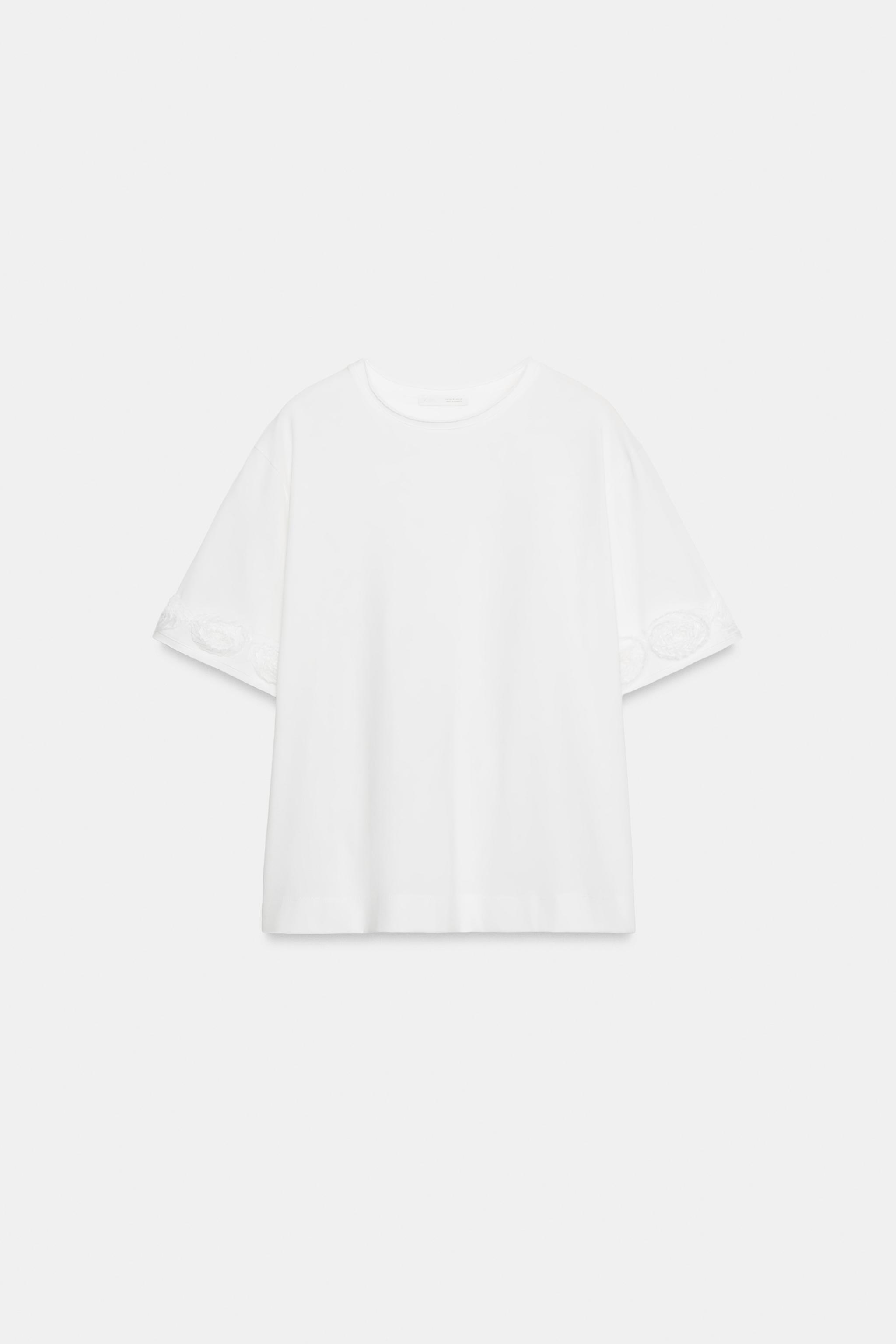 Zara KABARTMALI ÇİÇEKLİ T-SHIRT görsel 5