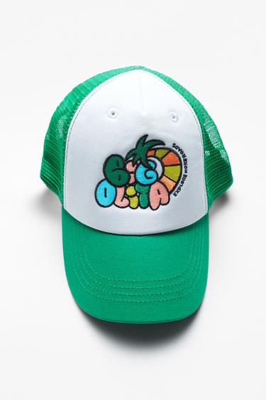 EMBROIDERED MESH CAP - Green by Zara