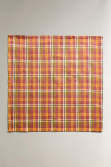 PACK OF DYED THREAD CHECK NAPKINS (PACK OF 2) - Oranges by Zara - Image 1