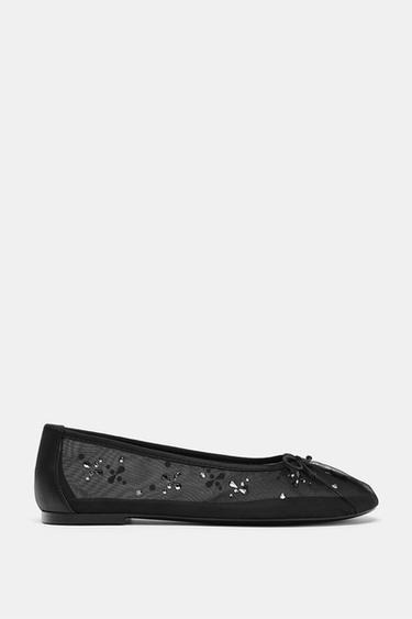 FLATS MESH BRILLO - Negro de Zara