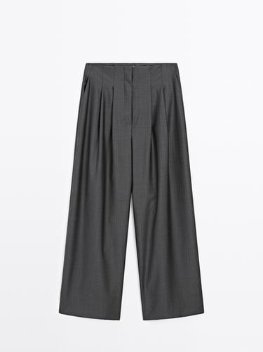 Zara 100% wool darted trousers - STUDIO - Gray