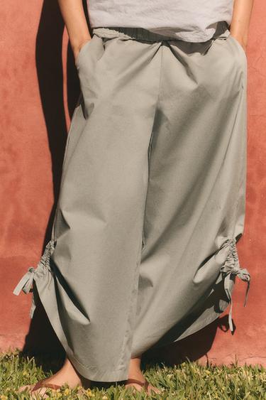 Zara ADJUSTABLE HEM CULOTTE PANTS - Grayish