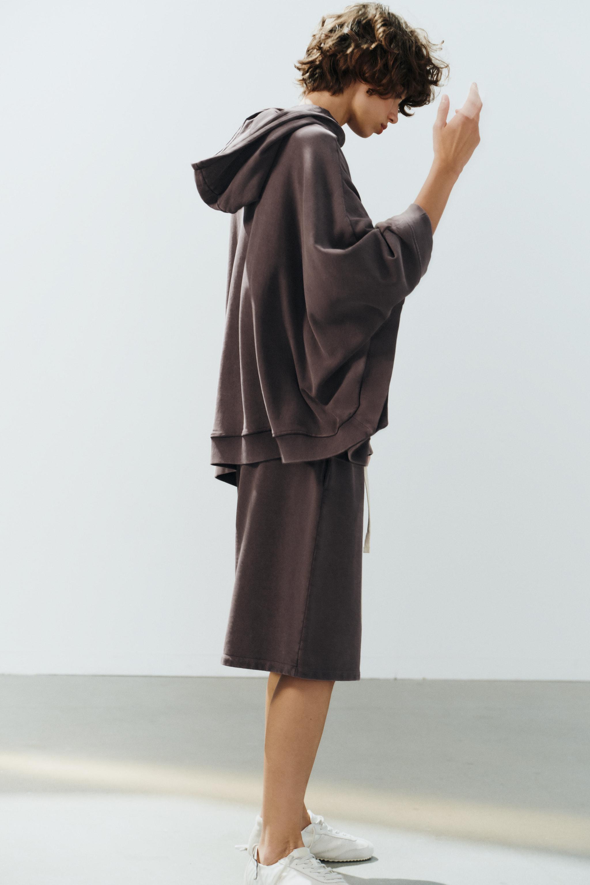 Zara WASHED EFFECT CAPE HOODIE — фото 4