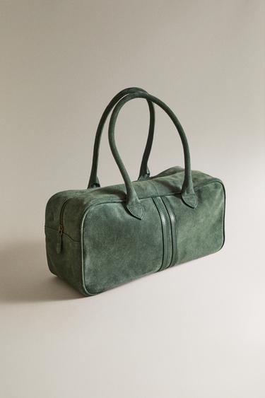 SPLIT LEATHER BAG - Green by Zara