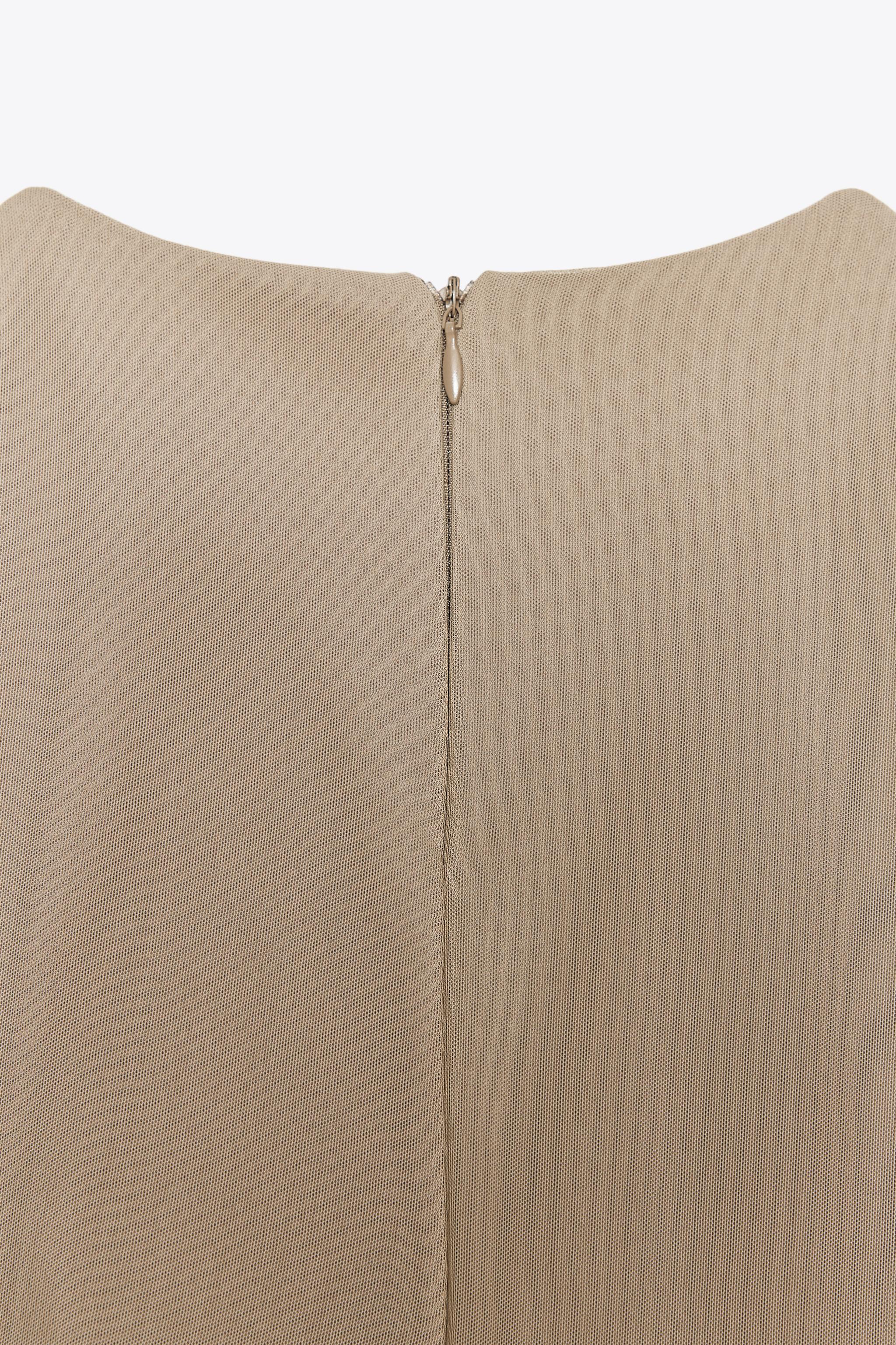 チュールボディ ミディ丈ワンピース - モールグレー | ZARA