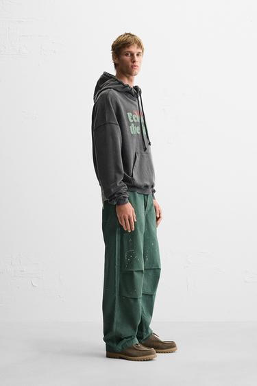 PRINTED HOODIE - Dark anthracite by Zara - Image 3