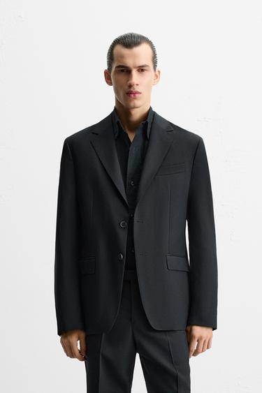 100% WOOL SUIT BLAZER - Navy blue by Zara