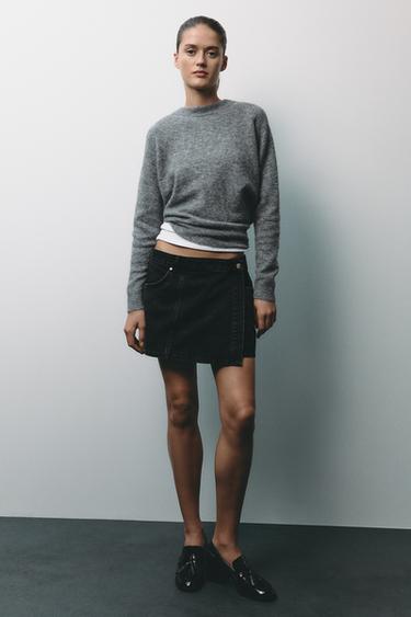 WRAP DENIM SKORT - Black by Zara - Image 0