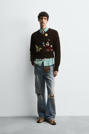RIPPED FLARE FIT JEANS HARRY LAMBERT FOR ZARA X DISNEY - Blue by Zara - Image 0