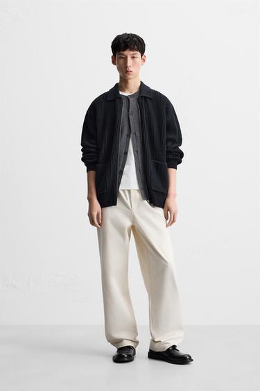 PEARL KNIT ZIP-UP CARDIGAN - Black by Zara
