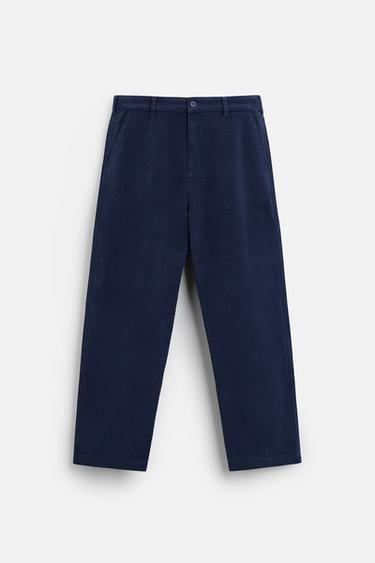 REGULAR FIT LYOCELL/COTTON TROUSERS - Bluish by Zara