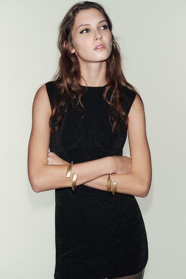 SHINY STRETCH SHORT DRESS - Black by Zara
