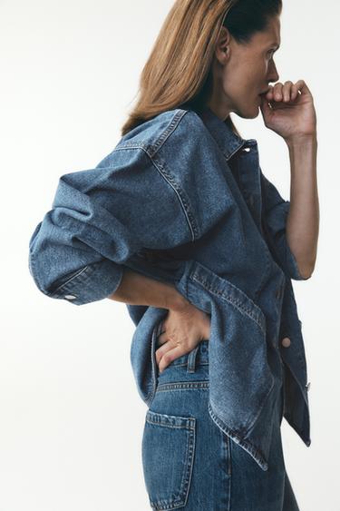 Zara ZW COLLECTION DENIM OVERSHIRT - Blue