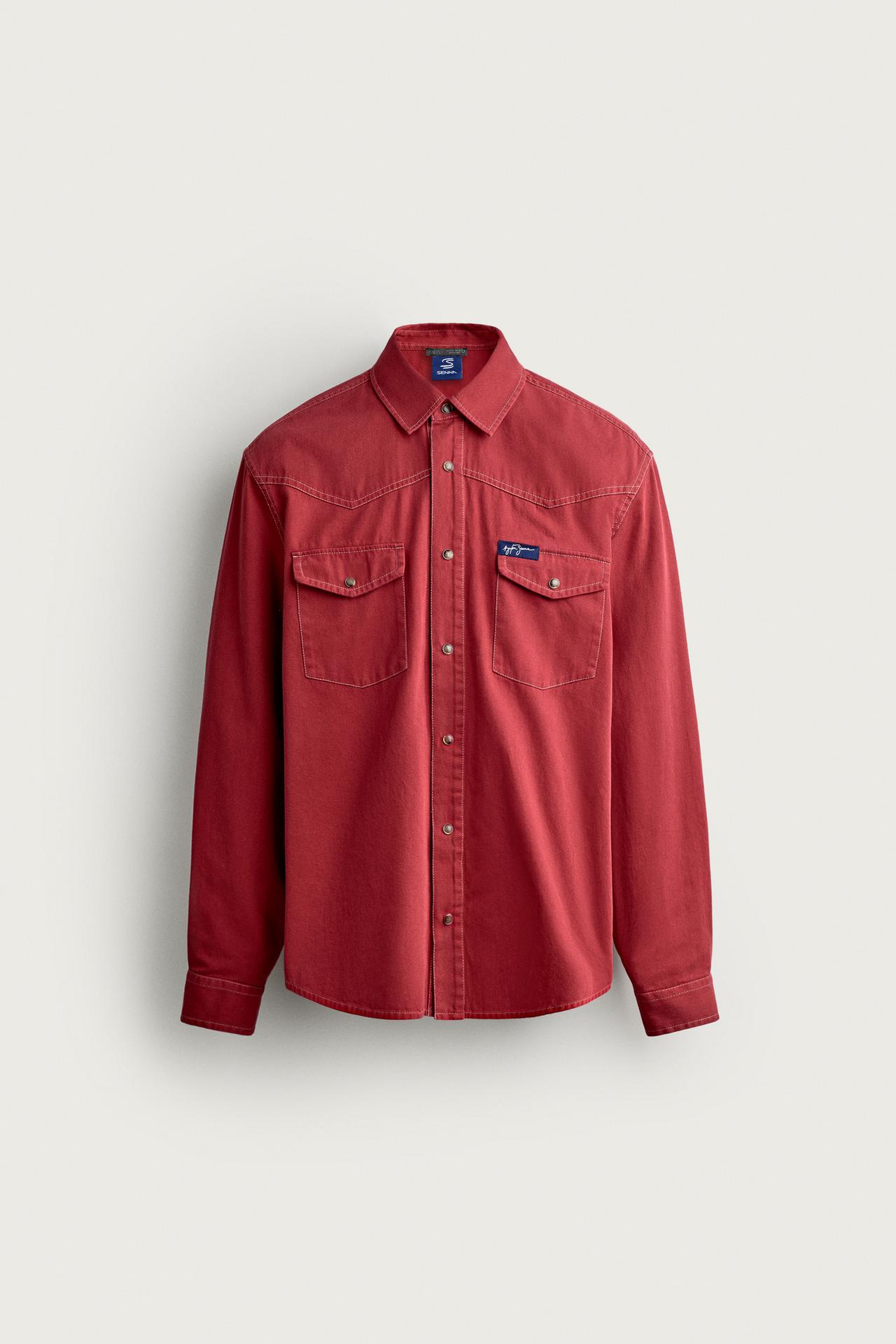 AYRTON SENNA PATCH WESTERN SHIRT — Red