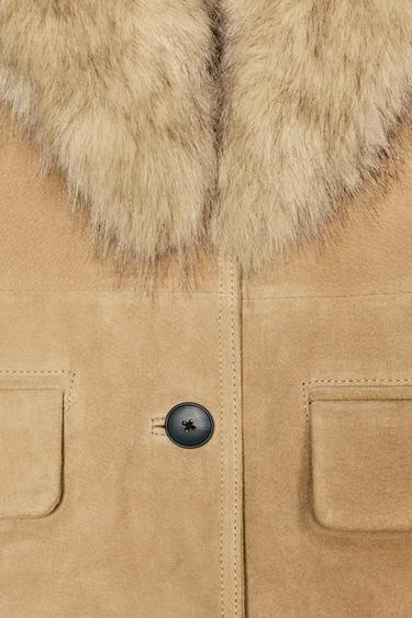 FITTED 100% SHEEPSKIN SUEDE BLAZER - Sand by Zara - Image 5