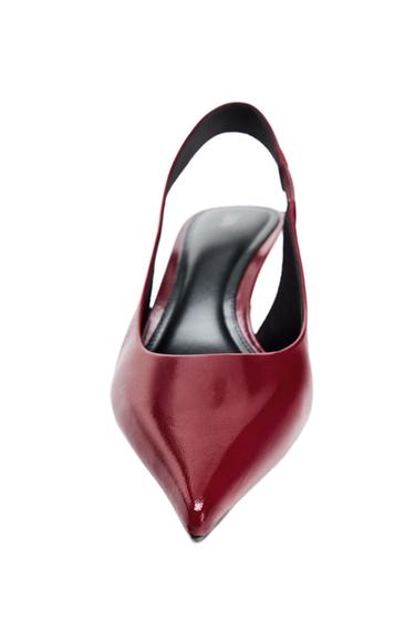 LEATHER KITTEN-HEEL SHOES - Red by Zara