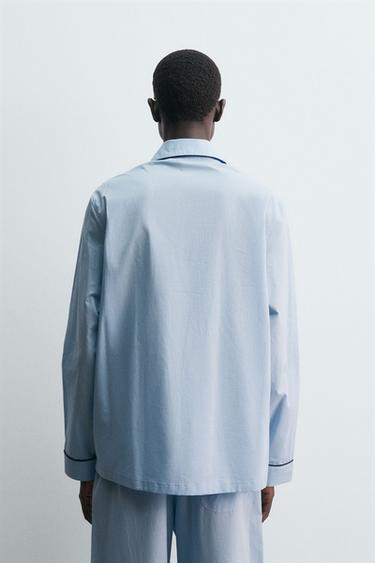CHEMISE POLO PYJAMA JACQUARD - Bleu ciel de Zara - Image 2