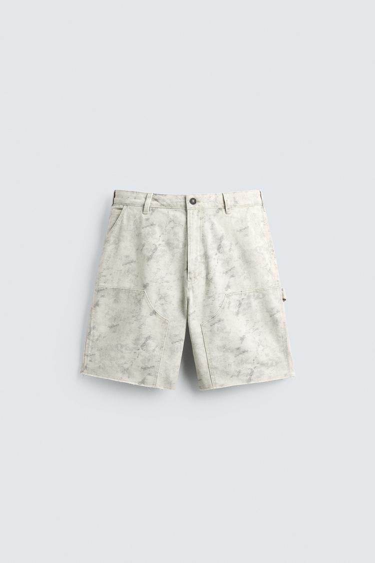 ZARA RELAXED FIT CARPENTER BERMUDA SHORTS