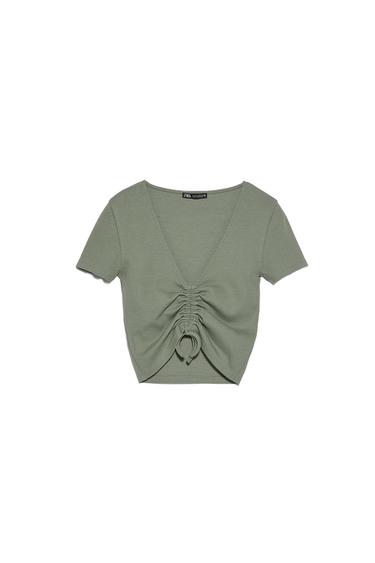 CROPPED T-SHIRT WITH GATHERED DETAIL