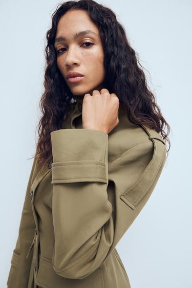 Zara TABBED POCKET JACKET - Light khaki