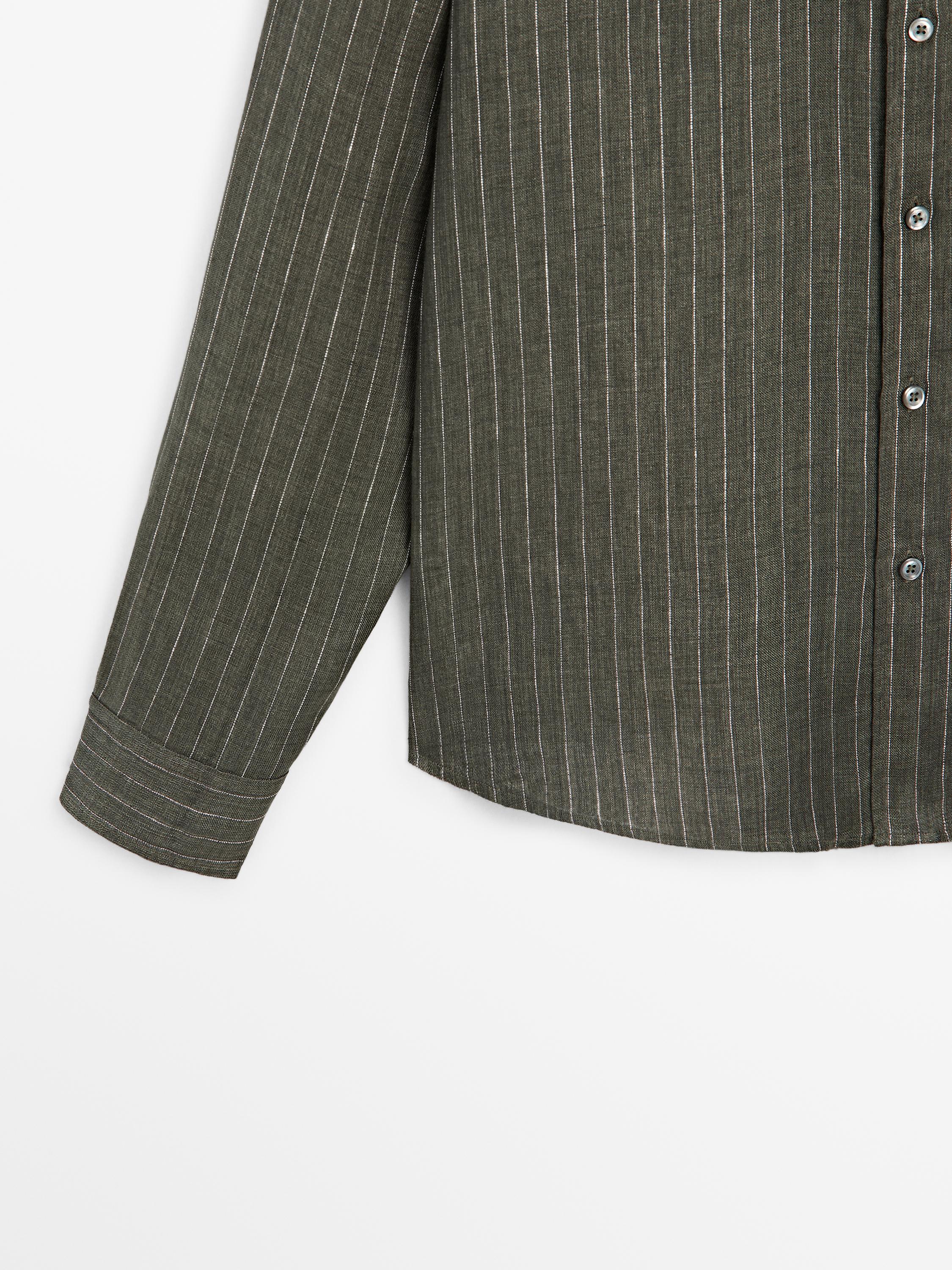 100% linen regular fit striped flowing shirt
