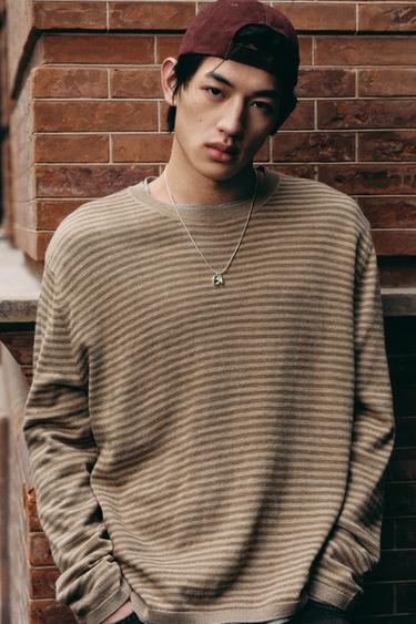 Zara 提花條紋針織衫 - 焦糖色