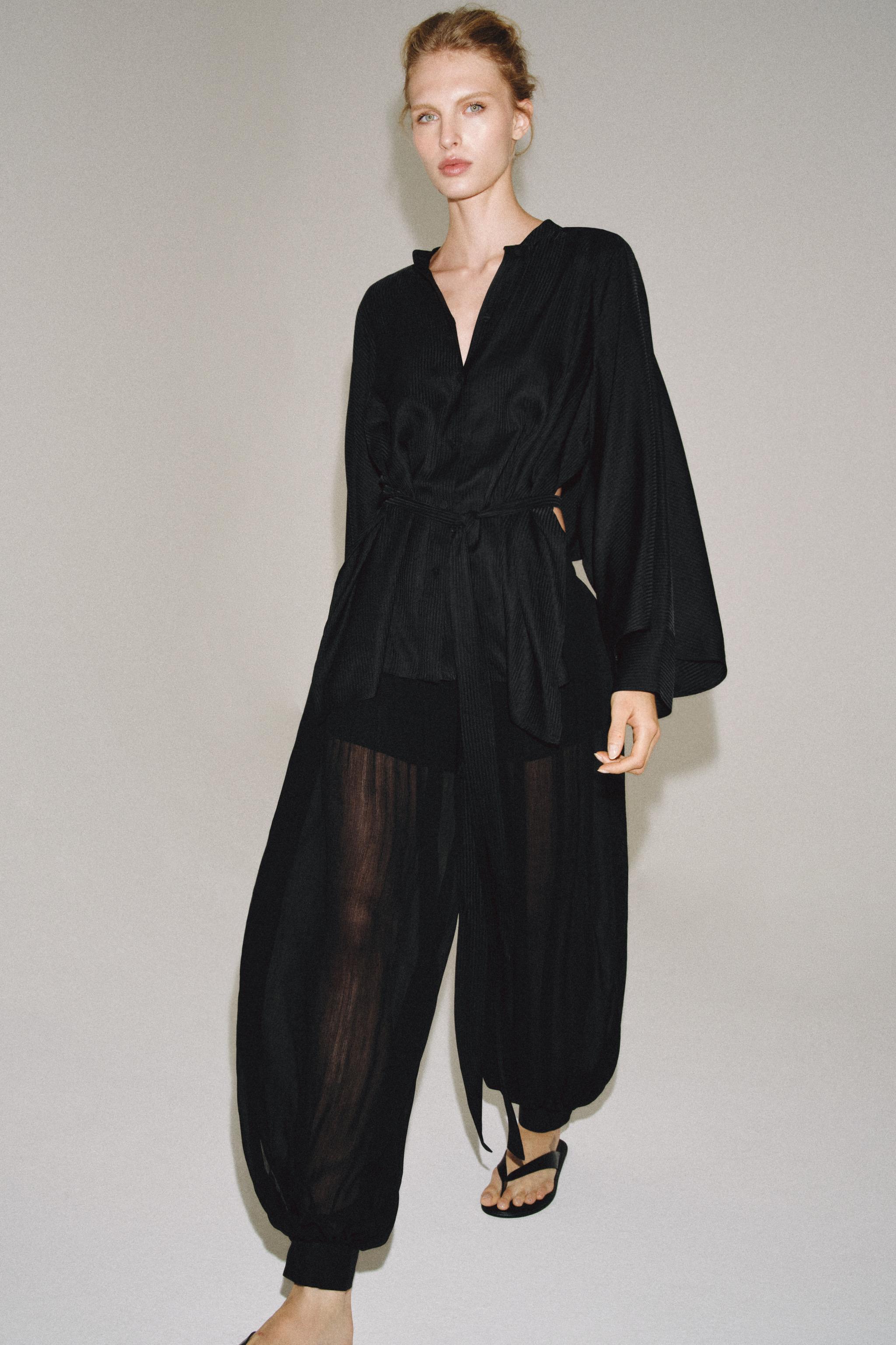 Женские рубашки Zara BELTED SHIRT ZW COLLECTION — фото 4
