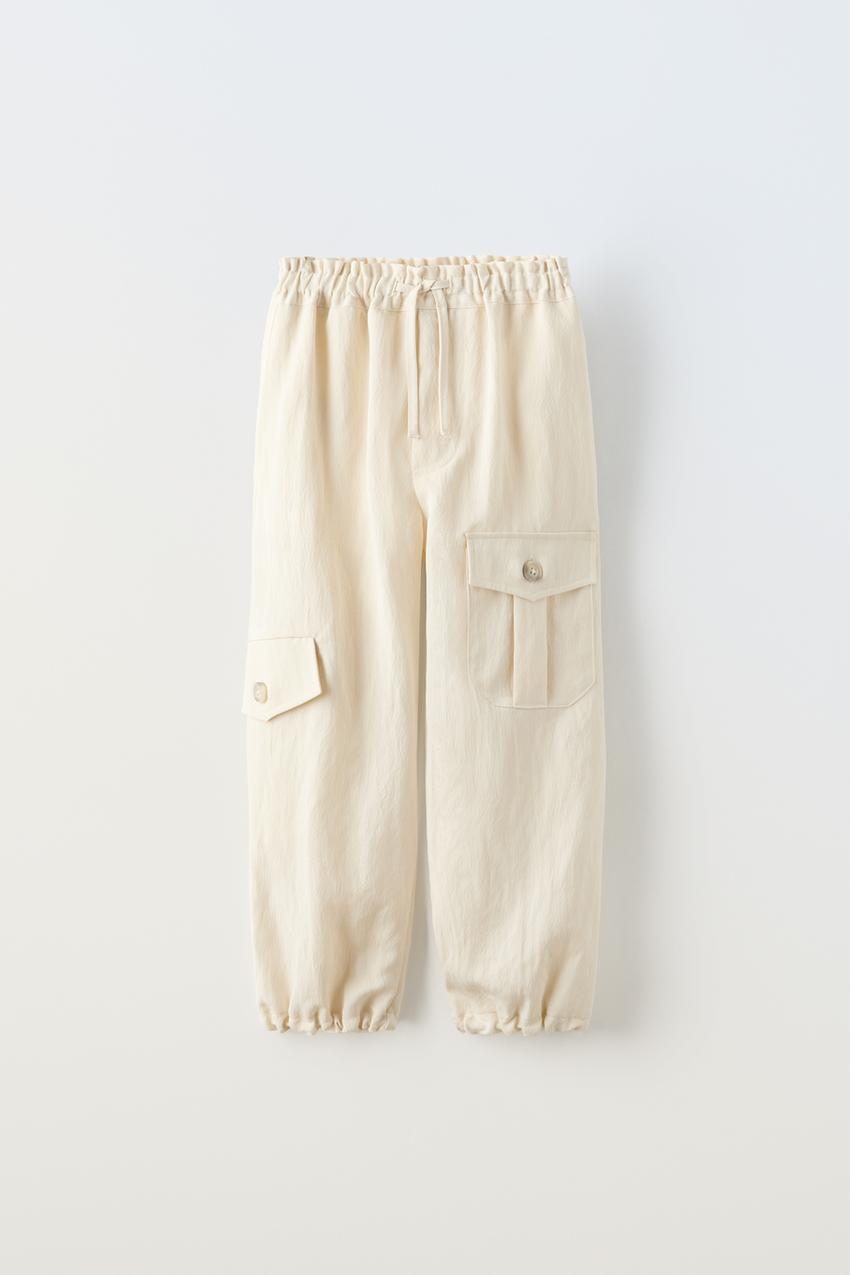 Wide-leg Cargo Pants - Light beige - Kids